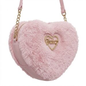 Juicy Couture Pink Heart Faux Fur Crossbody Purse